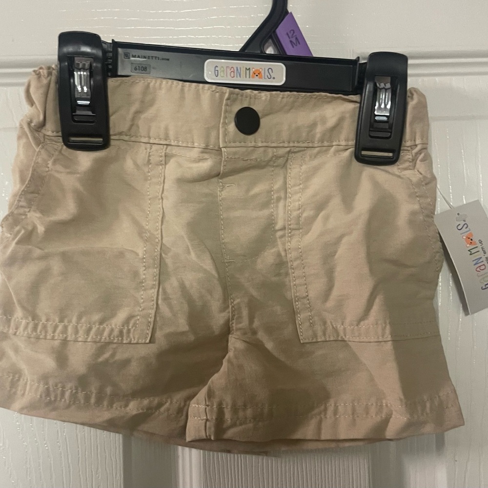 🔴 3/$12 Garanimals Light Tan Kids Shorts! NWT! Size‎ 12 months.